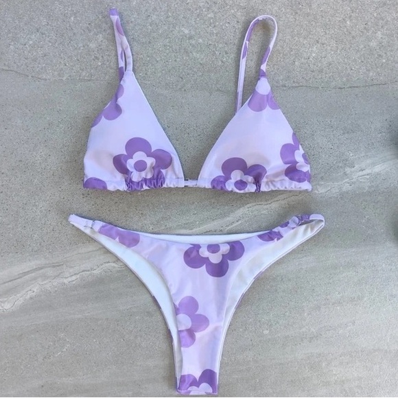 Purple Flower Print Bikini - Picture 2 of 2